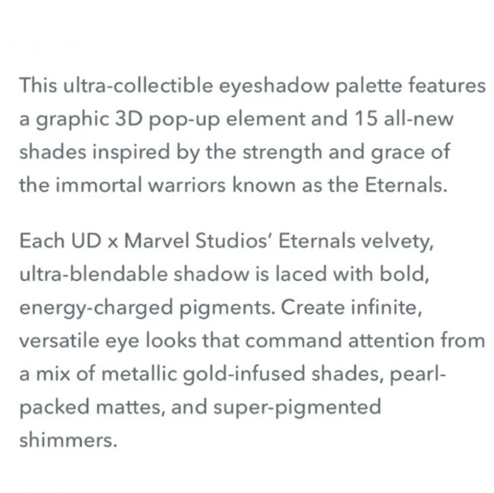 NIB Urban Decay x Marvel ETERNALS Eyeshadow Palette